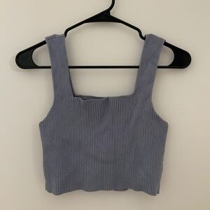 blue knit crop top